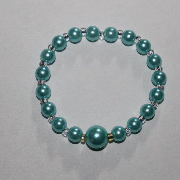 Handmade Blue pearl beads with gold and silver Czech beads - Picture 4 of 4